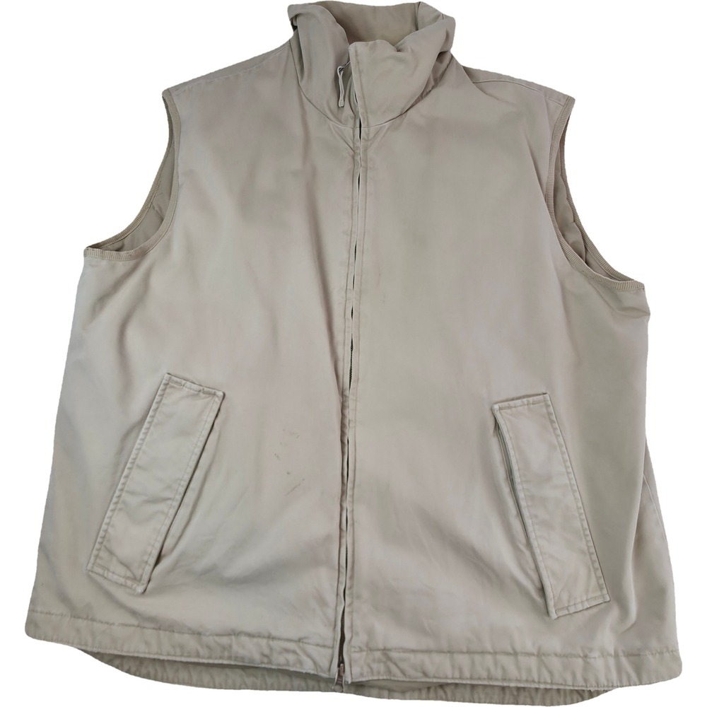 Banana Republic Down Vest Mens XL Tan Full Zip Stained